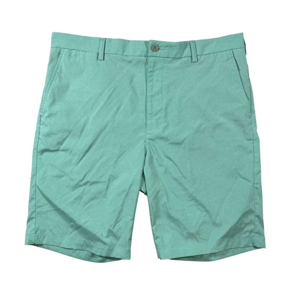 PGA Tour Golf Shorts Men 36 Mint Green Stretch Performance Flat Front Athleisure